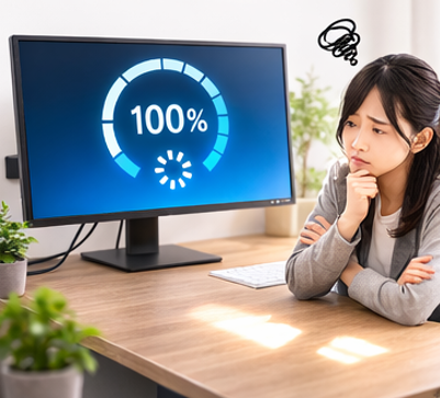 更新プログラムが100%で終わらない